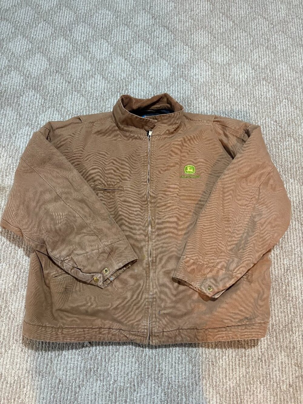 Vintage Pre-Own John Deer Weatherproof Jacket Tan Suede Like. Size 3XL, Full Zip